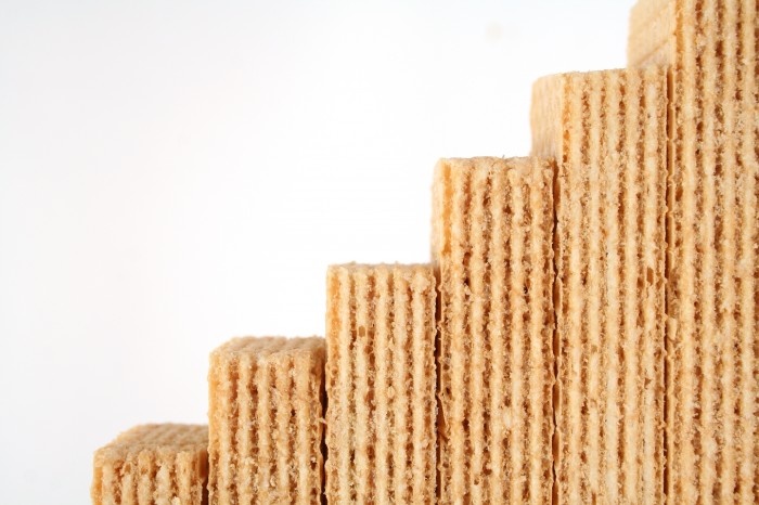 the diagram made of wafers with a vanilla cream