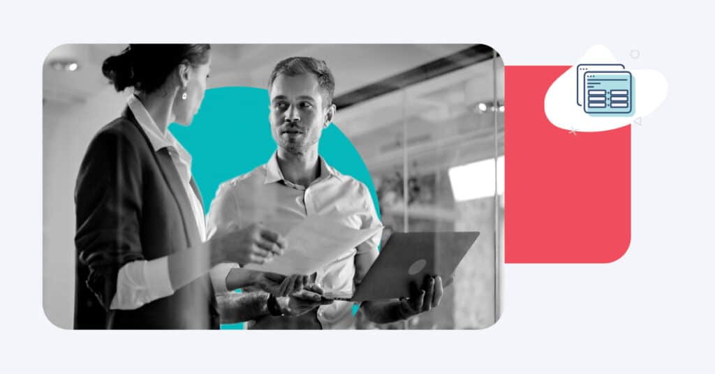 Two people work to improve lead nurture campaigns.