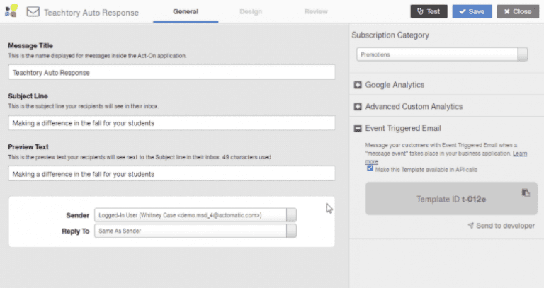 Transactional Event-Triggered Email