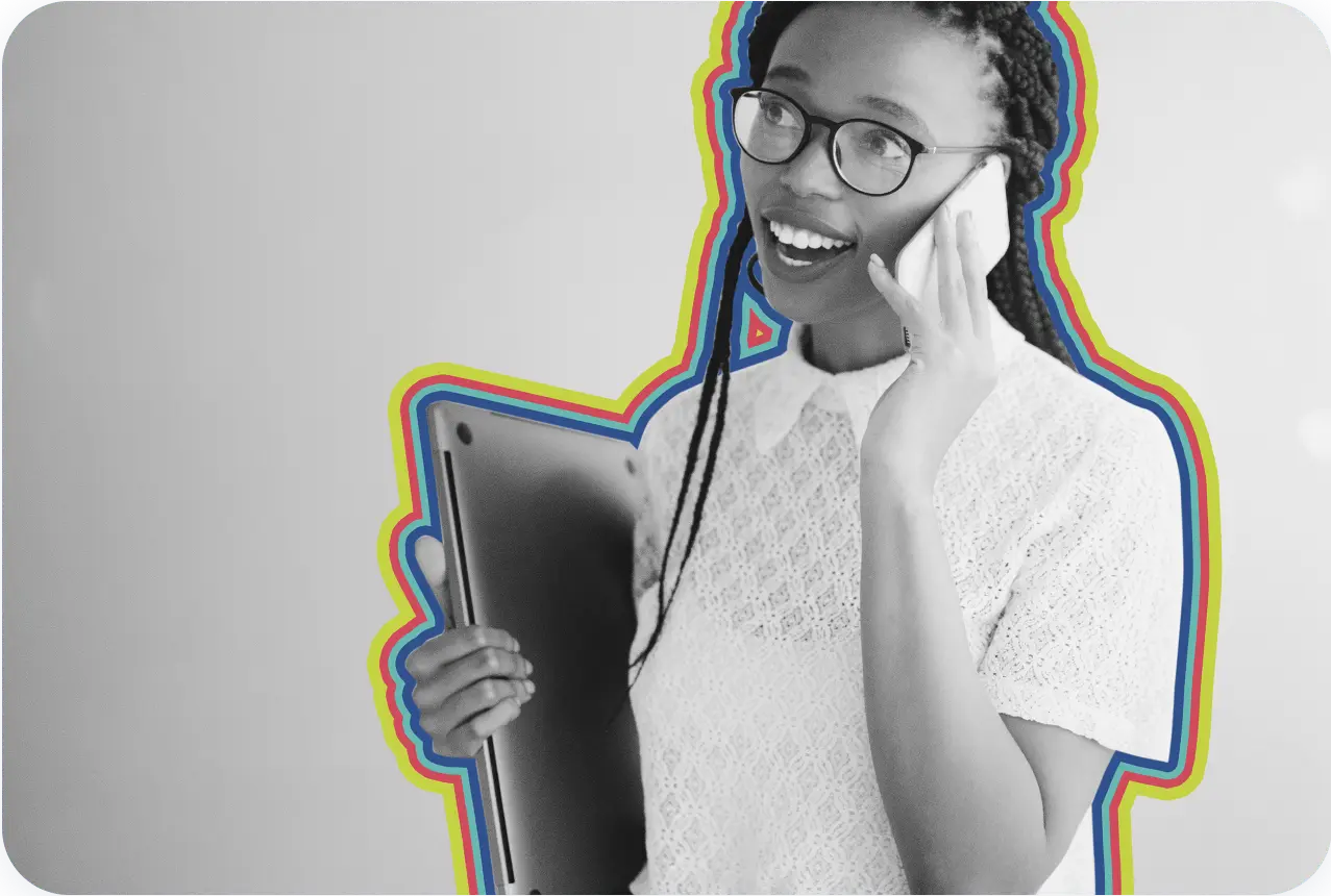 Woman speaking on the phone.